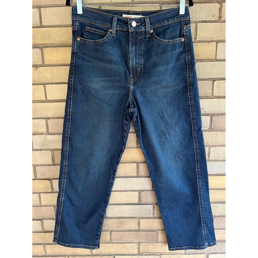 Levi Strauss Signature Vintage High Rise Straight Jeans Cropped Dark Wash Size 8